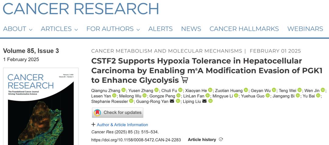 CancerRes丨南方科技大学刘利平广州医科大学晏光荣合作研究阐
